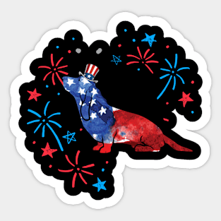 Basset Hound Uncle Sam Hat 4Th Of July Sticker